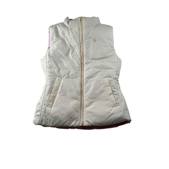 Ralph Lauren Reversible Puffer Vest Girls Size XL (16) Pink Cream Full Zip Down - Picture 6 of 13